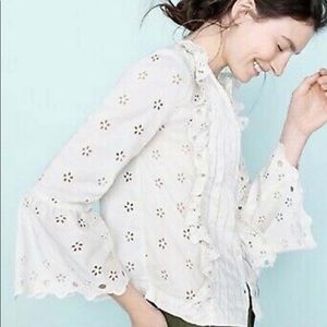 J.crew Floral Eyelet Top